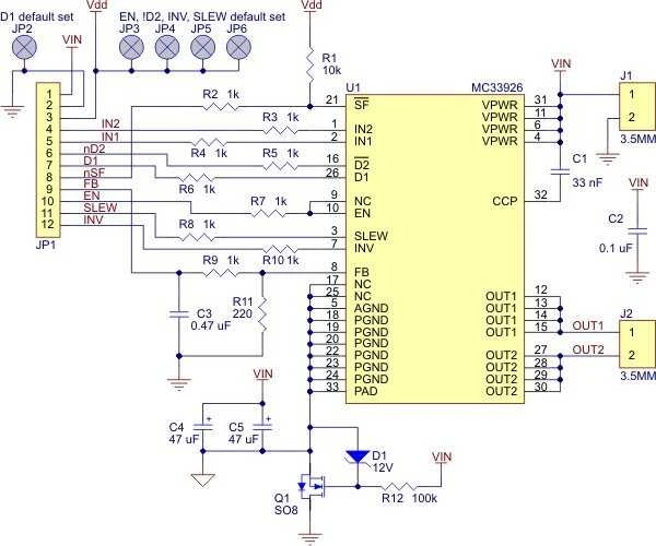 MC33926, vieno kanalo 28V/2.5A variklio valdiklis, Pololu 1212