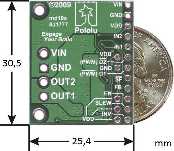 MC33926, vieno kanalo 28V/2.5A variklio valdiklis, Pololu 1212