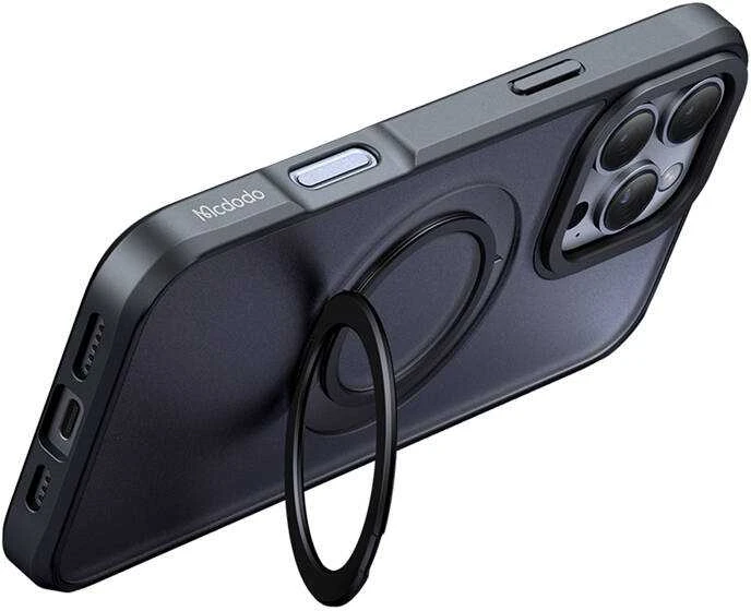McDodo PC-4932 MagSafe dėklas iPhone 16 Pro su stovu (juodas)