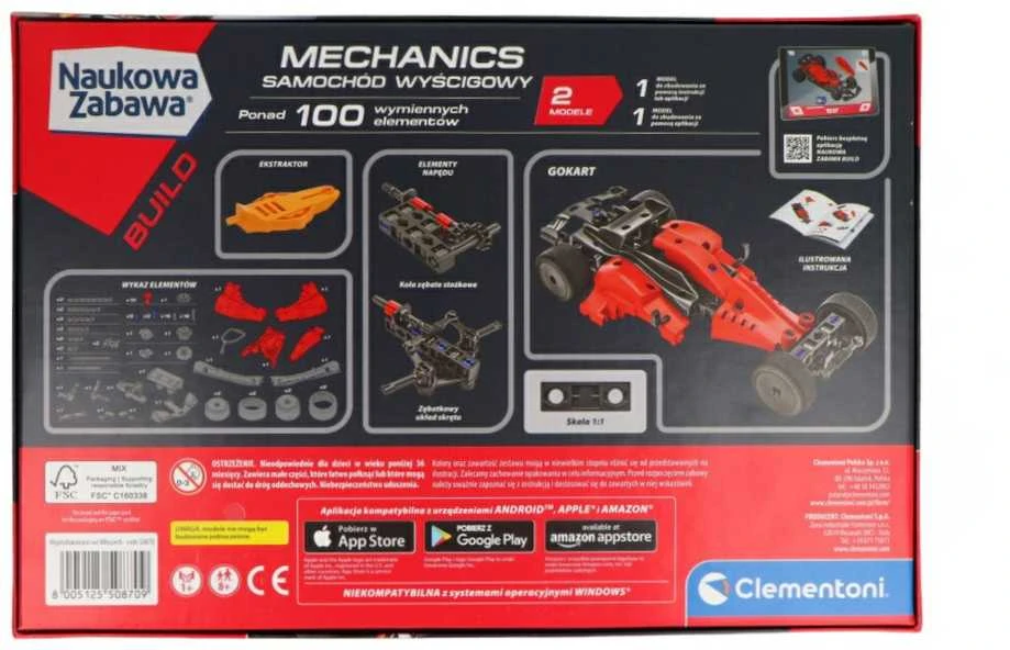 Mechanikos laboratorijos konstrukcijos rinkinys – Formulės 1 lenktyninis automobilis – Clementoni 50870