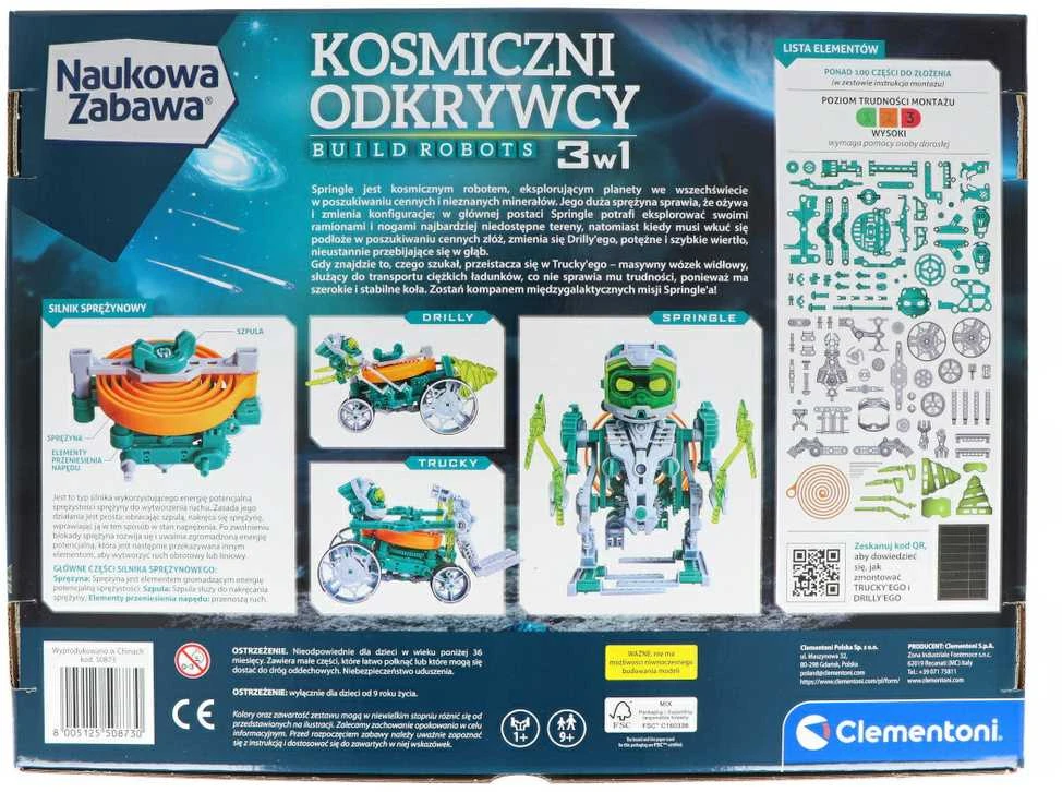 Mechanikos laboratorijos konstrukcijų rinkinys - Kosmoso tyrinėtojai - Kurkite robotus 3in1 - Clementoni 50873