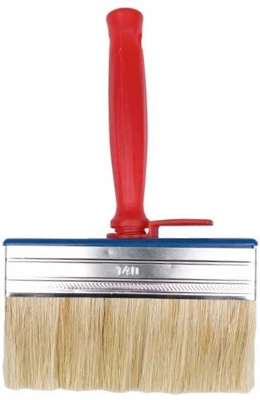 Platus dažymo teptukas su raudona rankena
