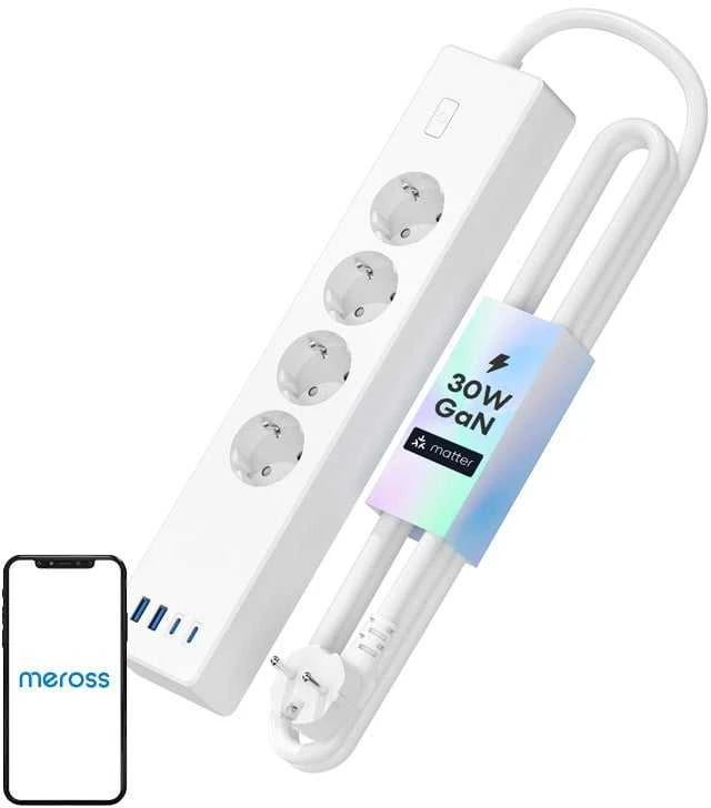 Meross MSP844 Wifi prailgintojas 4 AC kištukai 4 USB Matter