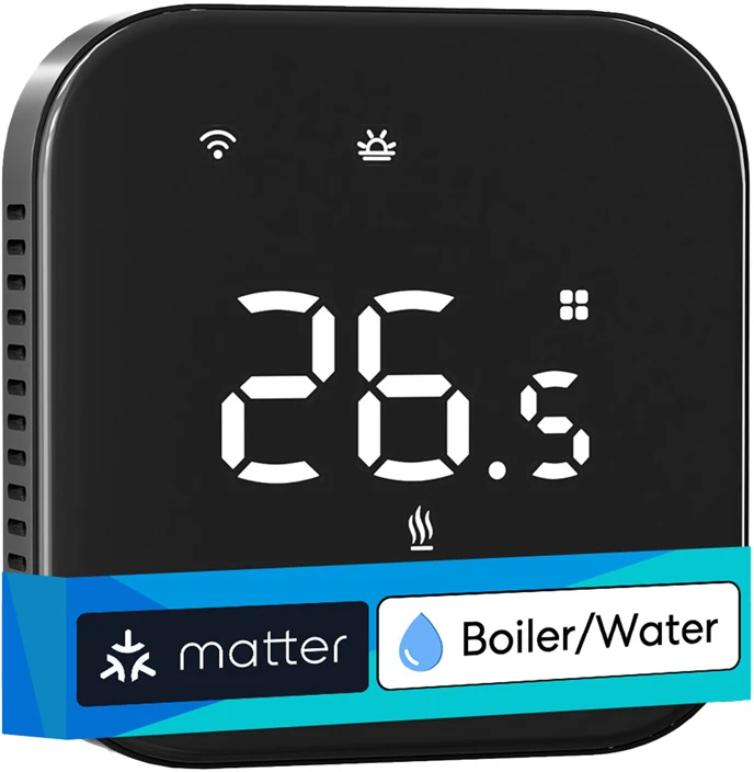Meross MTS215 Wifi termostatas Katilo / vandens šildymo sistemai Apple Homekit, Matter juodas