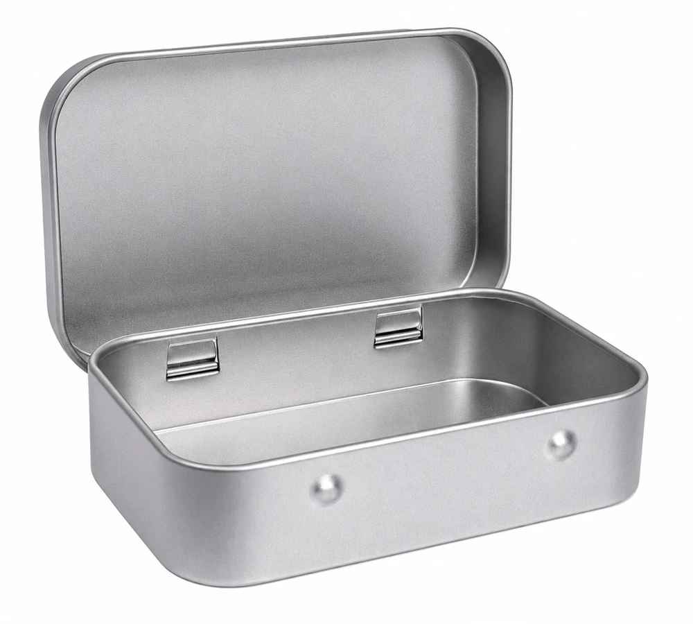 Metalinė dėžutė 95x60x21mm, užrakinama plunksnoms ir smulkiems daiktams