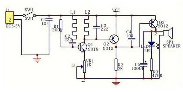 Oem Metalo detektorius 3-5V DIY KIT 60mm - rinkinys metalo detektoriaus statybai