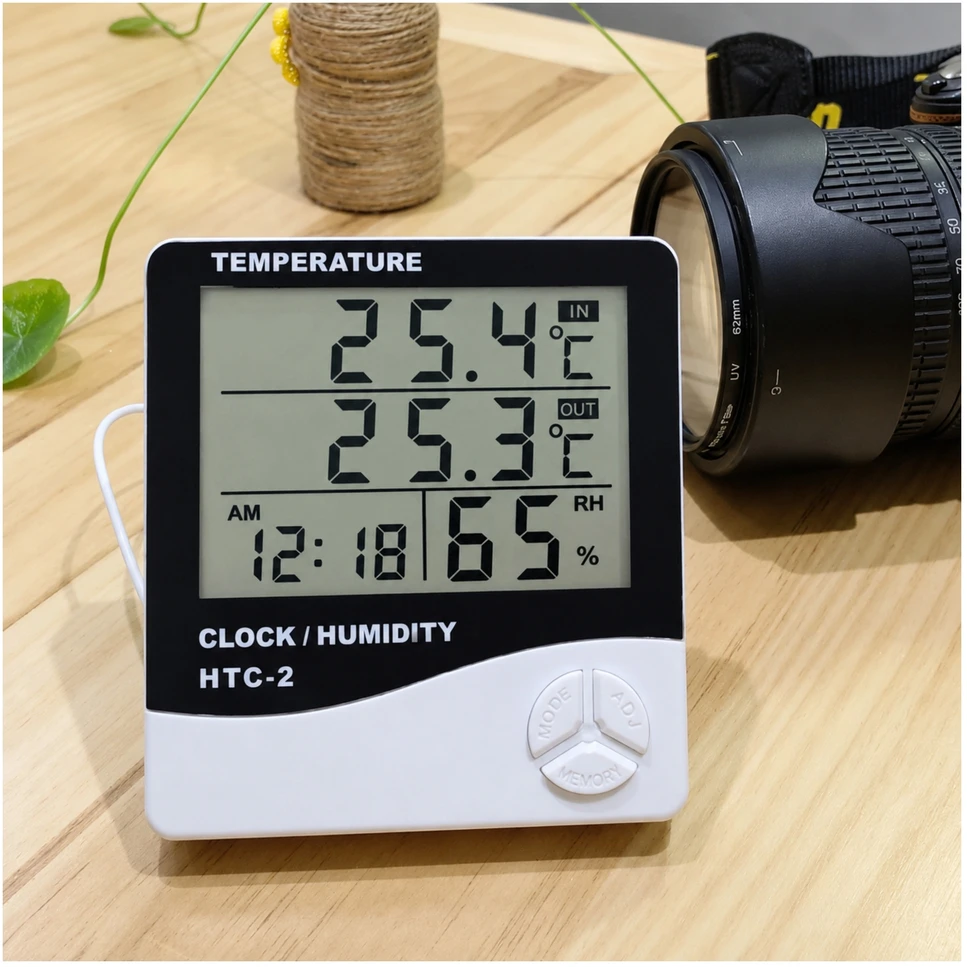 Meteorologinė stotelė - HTC-1 - Namų termometras - Higrometras - Laikrodis - Žadintuvas