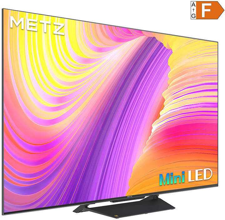 Televizorius Metz 65", UHD, Google TV, Juodas, miniLED 120Hz, DV IQ, 550/1000nits, DA, AV1, 2x15W, Energy F, BT5.1 WiFi5G, 3 HDMI 2.1, 2xUSB, 24 months