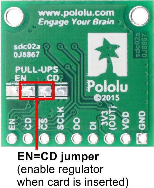 Atminties kortelė MicroSD kortelių skaitytuvo modulis su 5V įtampos keitikliu, Pololu 2587