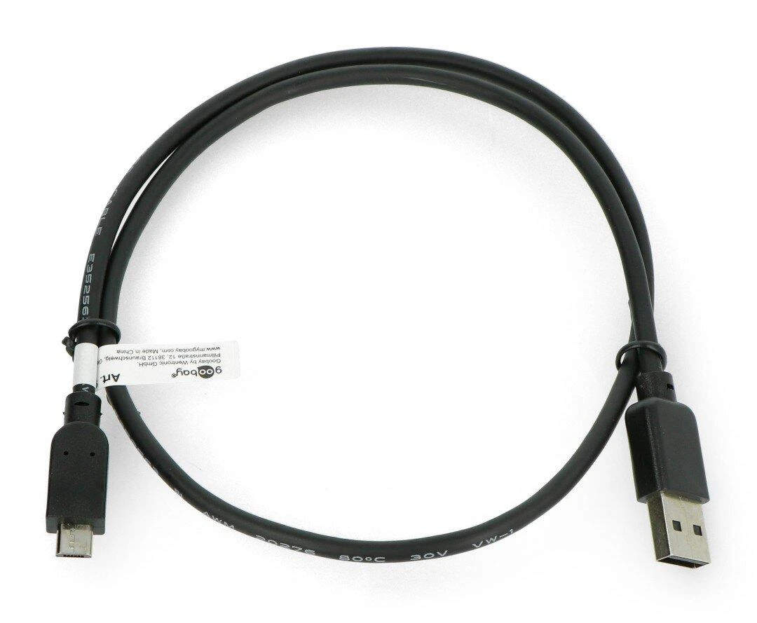 MicroUSB B-A laidas 2.0 Hi-Speed ​​​​Goobay juodas - 0.6m