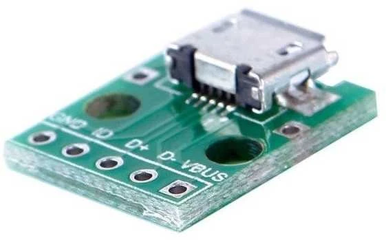 MicroUSB jungties modulis su kontaktų žymėjimu