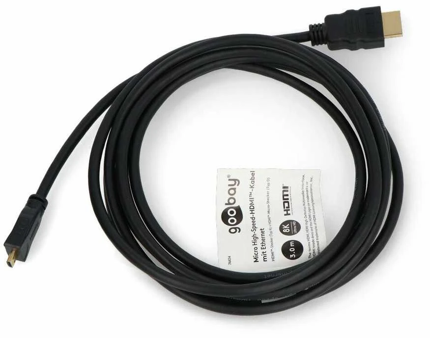 Mikro HDMI – HDMI 2.1 8K kabelis – 3 m – Goobay 74434