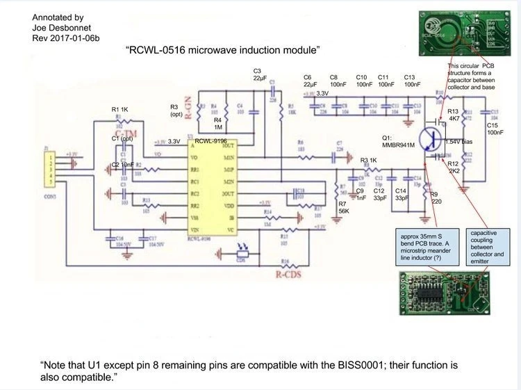 Mikrobangų judesio jutiklis - 4-28V - RCWL-0516 - Arduino jutiklis