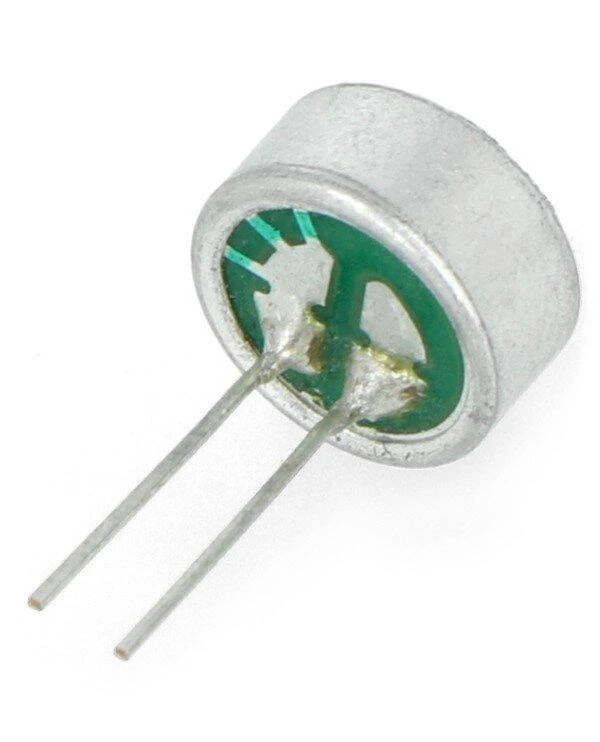 Elektretinis mikrofonas su dviem kontaktinėmis kojelėmis