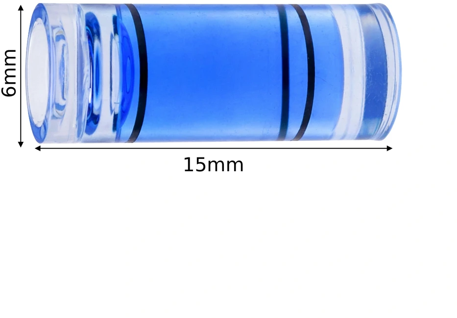 Mini buteliukas 6x15 mm mėlynas cilindrinis gulsčiukas