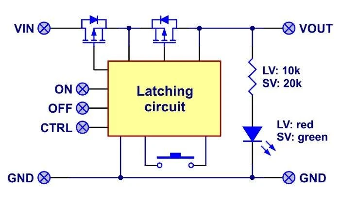 Mini jungiklis Push MOSFET SV 4.5-40V/4A, su apsauga prieš atvirkštinę srovę, Pololu 2809