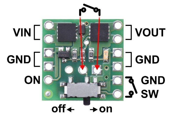 Mini jungiklis Slide MOSFET SV 4.5-40V/4A, su apsauga prieš atvirkštinę srovę, Pololu 2811
