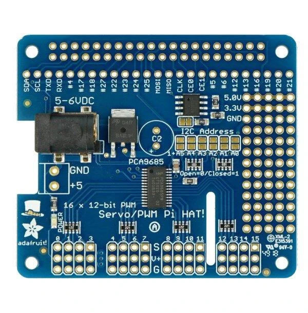 Adafruit 16 kanalų PWM plokštė su PCA9685 mikroschema