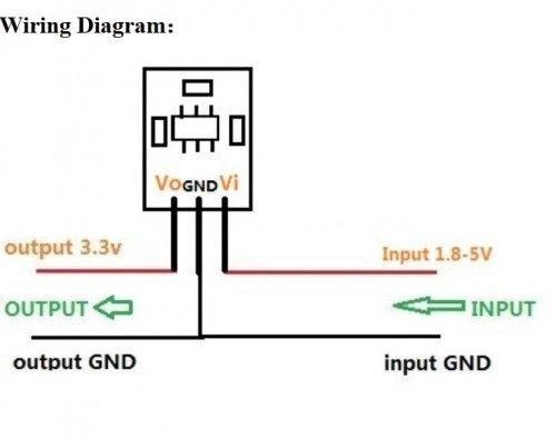 Maitinimo modulio 3.3V jungimo schema
