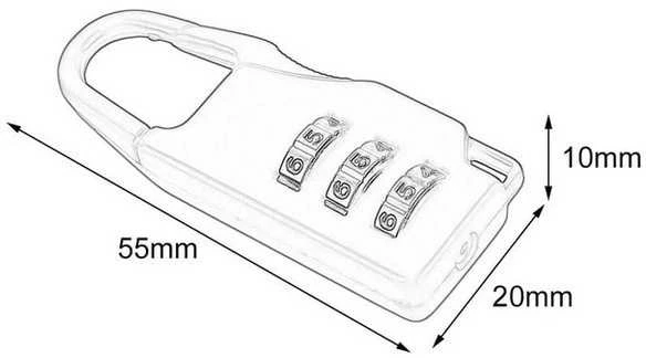 Oem Mini pakabinama spyna su kodu – 5.5 cm – juoda – kombinuota spyna