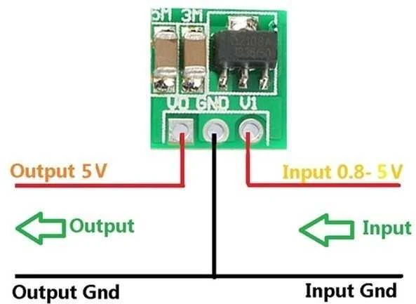 Oem Mini pakopinis stabilizuotas maitinimo modulis nuo 0.9-5V iki 5V - 11x11mm