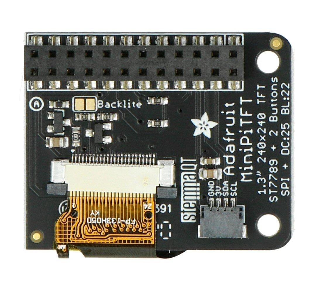 Mini PiTFT 1.3” 240x240 px ekranas, skirtas Raspberry Pi, Adafruit 4484
