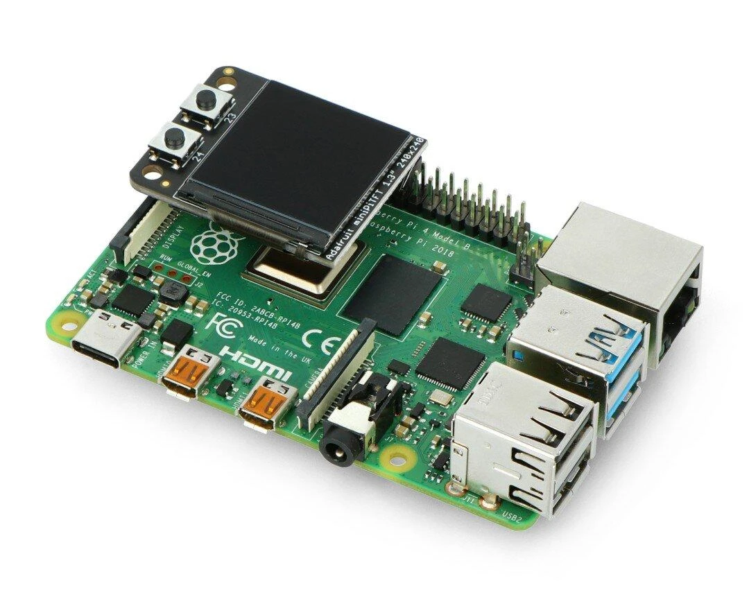 Mini PiTFT 1.3” 240x240 px ekranas, skirtas Raspberry Pi, Adafruit 4484