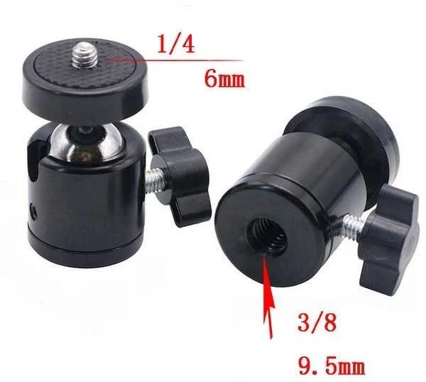 Oem Mini rutulinė galvutė 360 – pasukama – skirta 1/4 colio varžtui su 3/8 colio skyle.