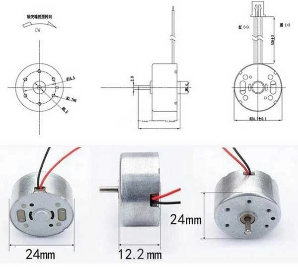 Mini 300DC variklis: techninė schema ir matmenys