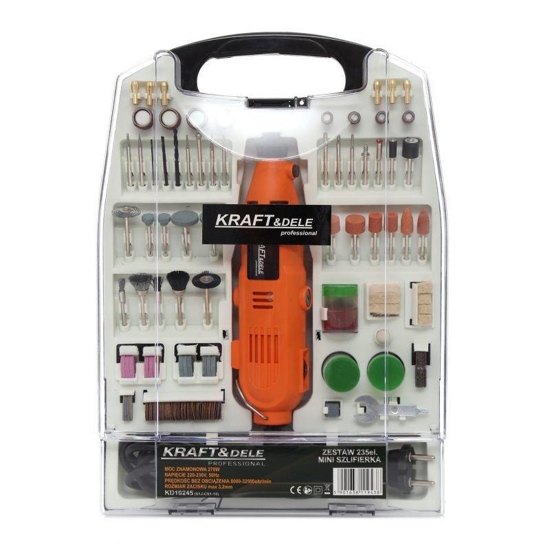 Kraftdele Oem Mini šlifuoklis Kraft&amp;Dele 270W + priedai - 235 elementai - KD10245