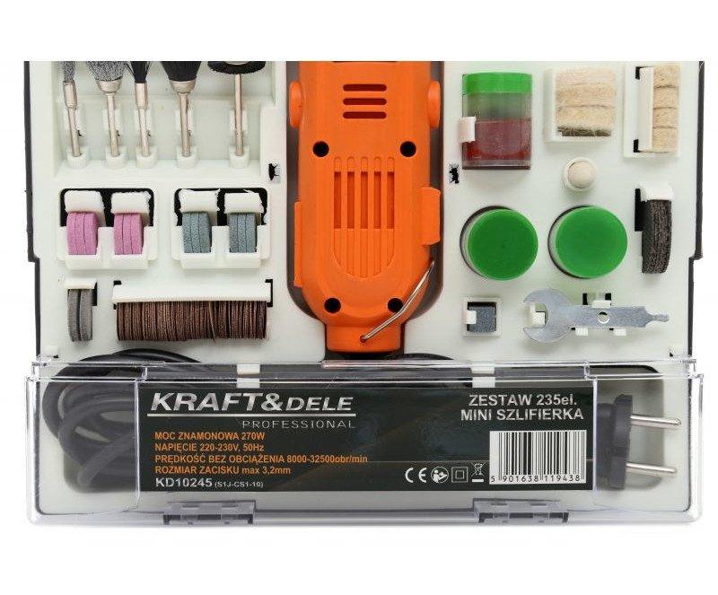 Kraftdele Oem Mini šlifuoklis Kraft&amp;Dele 270W + priedai - 235 elementai - KD10245