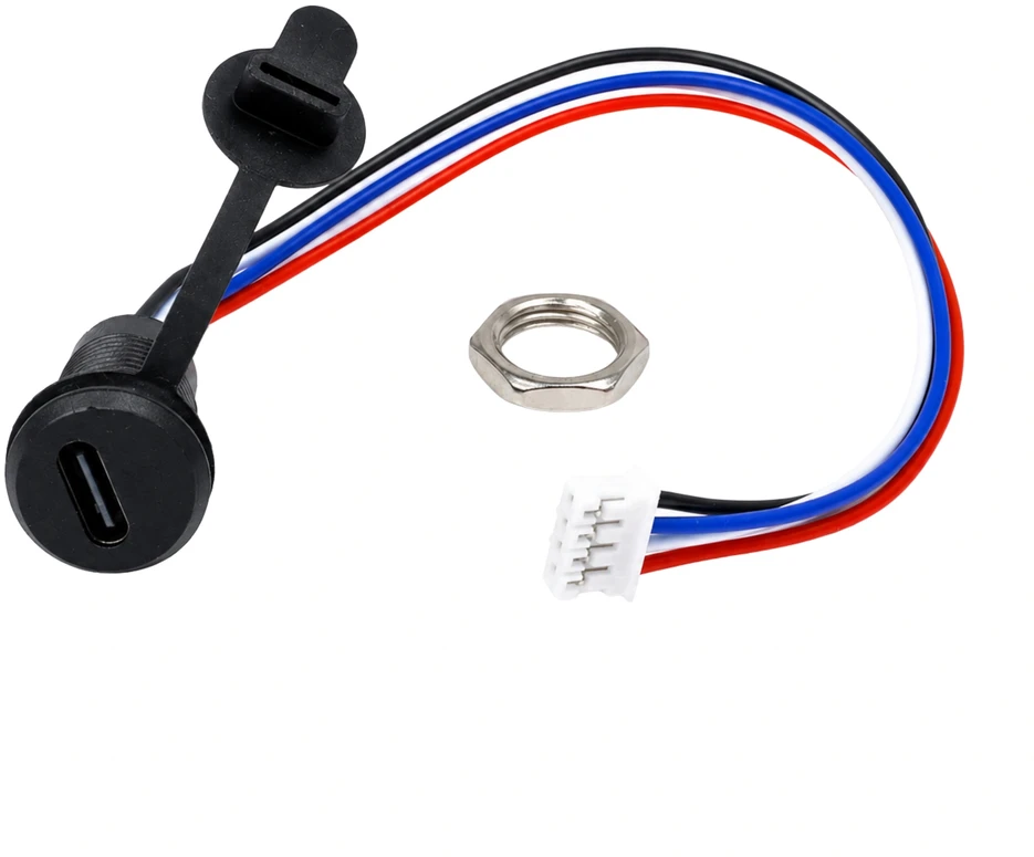Mini USB moteriškas lizdas - 5+4 kontaktų - tiesus
