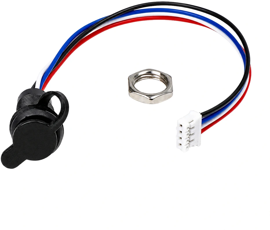 Mini USB lizdas su dangteliu ir 4 kontaktų jungtimi