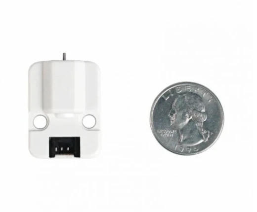 M5Stack mini ventiliatorius su moneta dydžiui palyginti