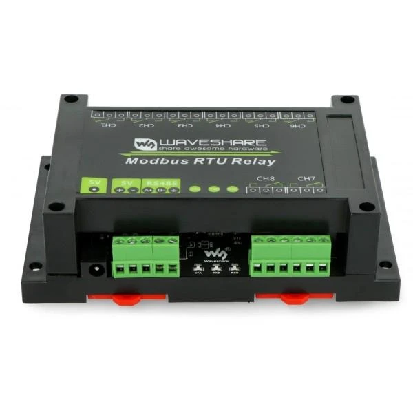 Waveshare 8 kanalų Modbus RTU relės modulis su jungtimis
