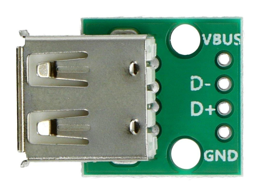 USB A tipo jungties modulis su kontaktų žymėjimu