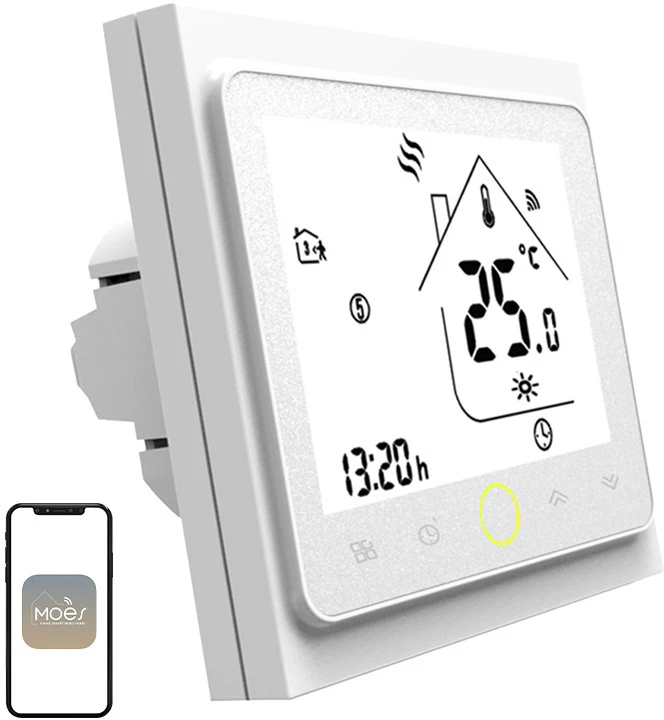 Moes WHT-022-GB Termostatas elektrinei šildymo sistemai su temperatūros sensoriumi grindims