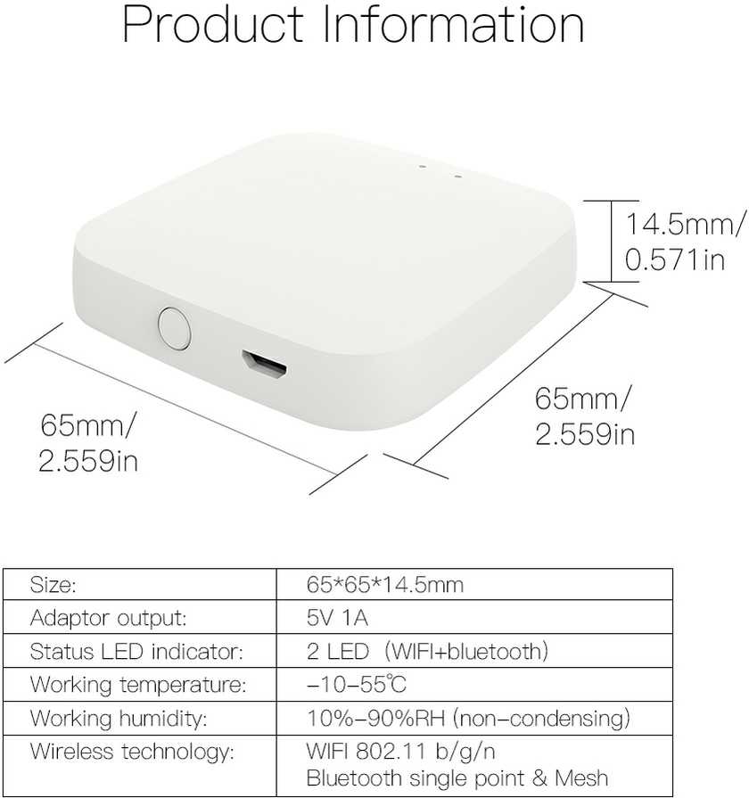 Moes Išmanių namų Bluetooth - Wi-Fi signalo stotelė, BRIDGE, MESH, TUYA / Smart Life