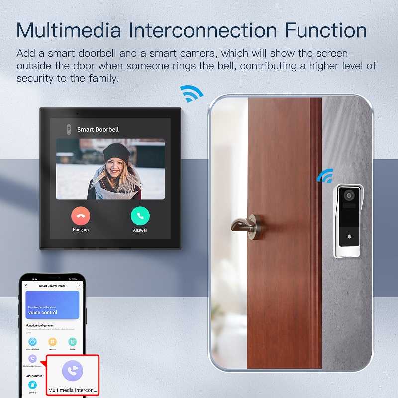 Moes Išmanių namų TUYA valdymo panelė, LCD, Wi-Fi, su ZigBee bridge, montuojama sienoje, juoda