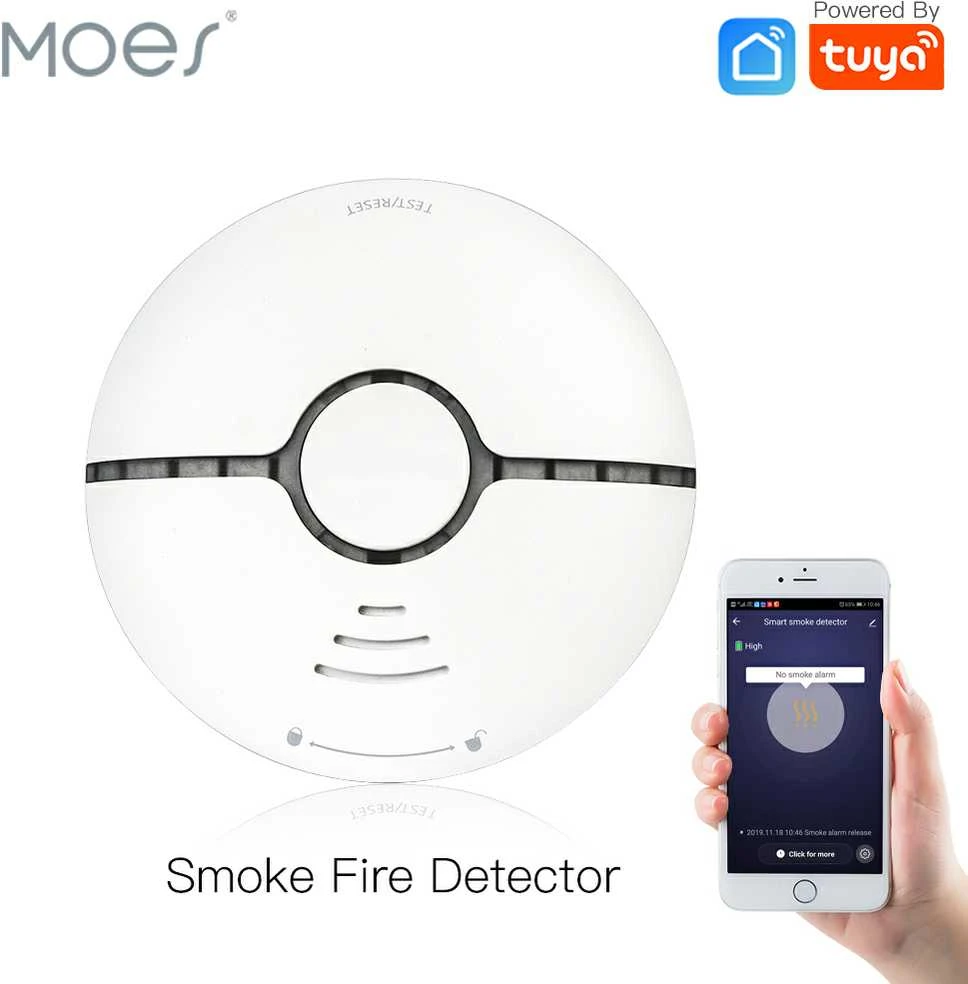 Moes WSS-S išmanusis bevielis wifi dūmų jutiklis, detektorius su sirena valdomas Tuya, Smart life