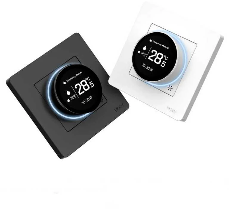 Moes Išmanus, sieninis termostatas dujų/vandens katilui valdyti, su ratuku, baltas, ZigBee, TUYA