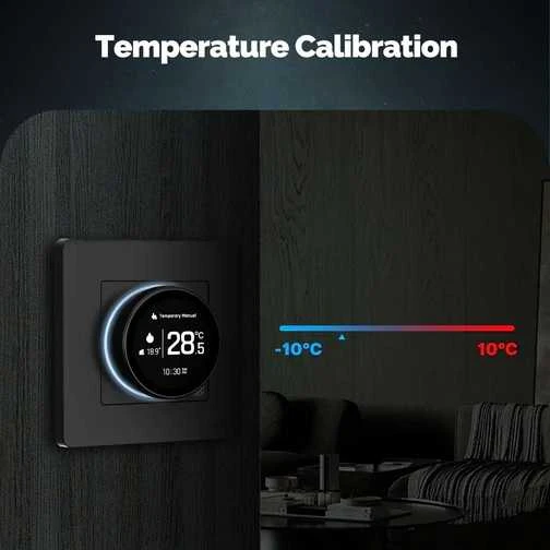 Moes Išmanus, sieninis termostatas grindų termo pavaroms su ratuku, tamsiai pilkas, ZigBee, TUYA