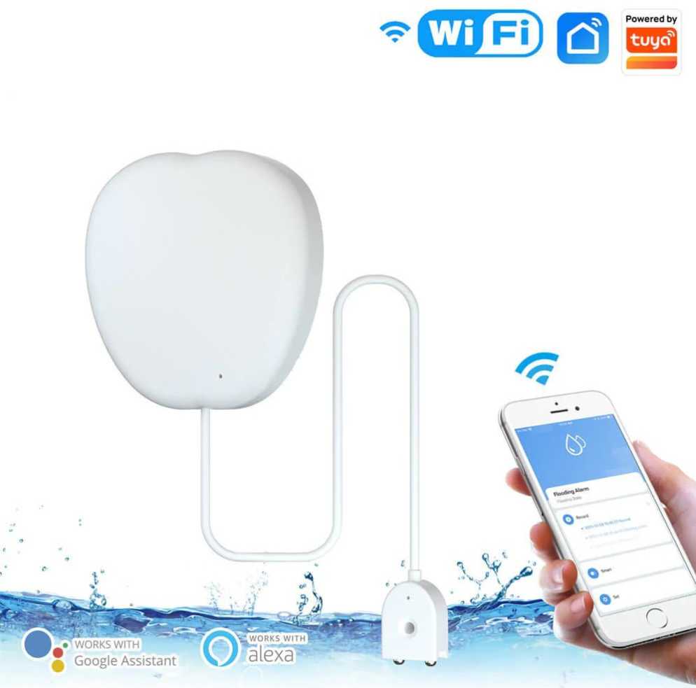 Avatto Moes Išmanus vandens nuotekio jutiklis su sirena, bevielis, Wi-Fi, TUYA / Smart Life