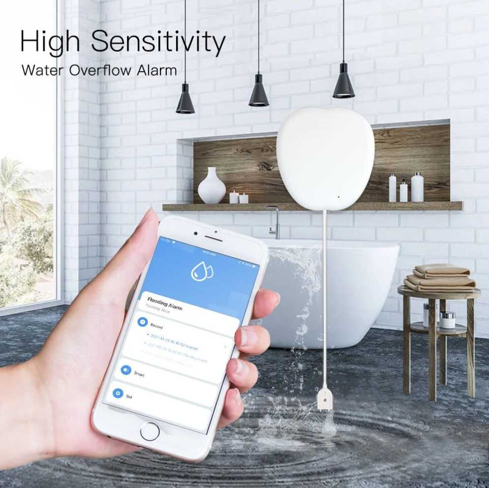 Avatto Moes Išmanus vandens nuotekio jutiklis su sirena, bevielis, Wi-Fi, TUYA / Smart Life