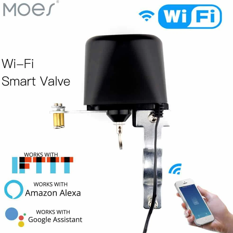 Moes Išmanusis Wi-Fi vandens sklendės valdiklis Tuya / Smart Life - juodas