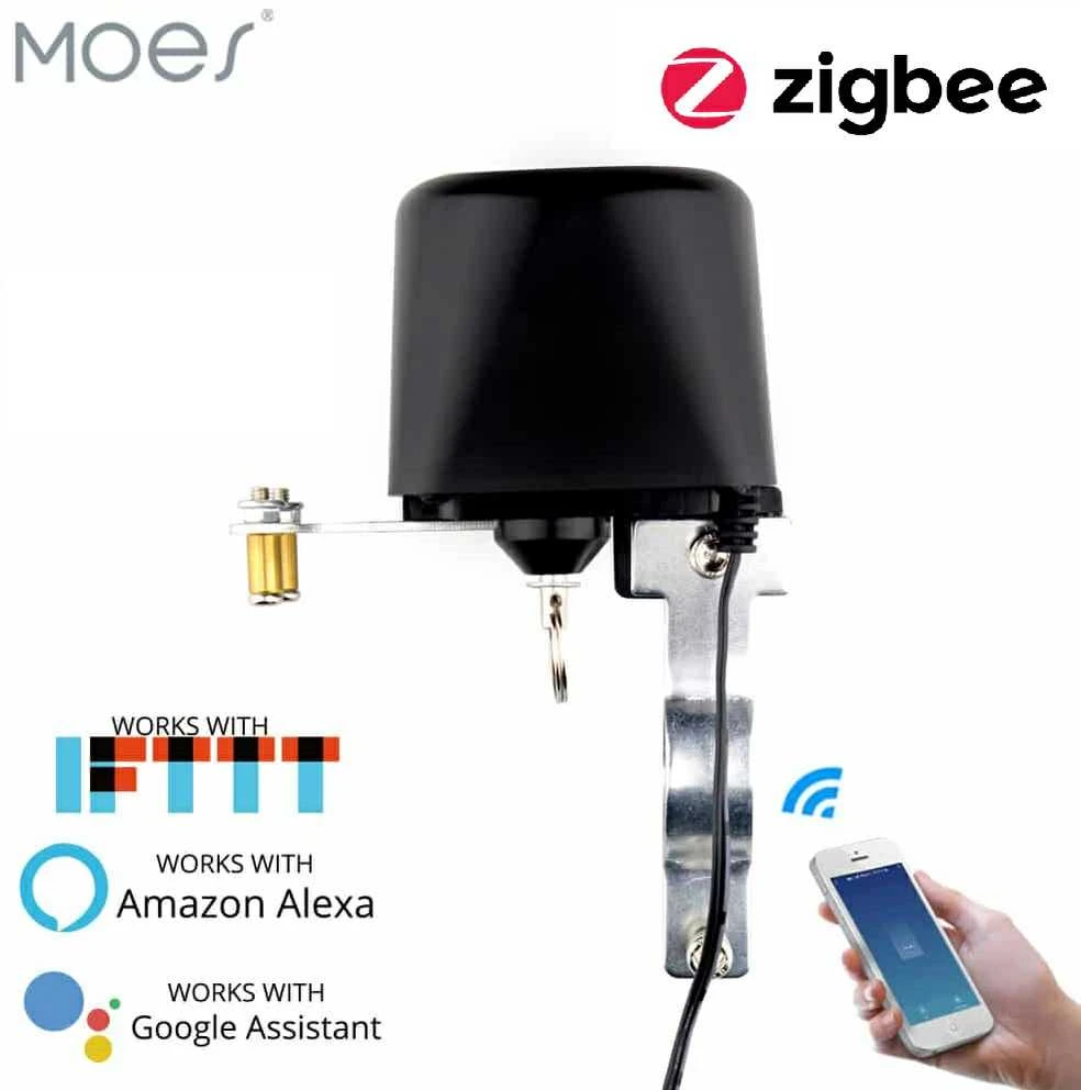 Moes Išmanusis ZigBee vandens sklendės valdiklis TUYA / Smart Life - juodas