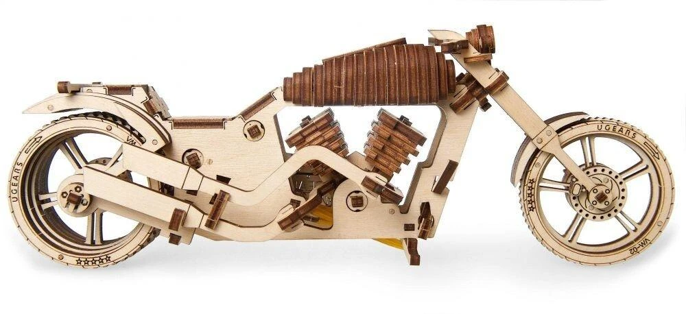 Motociklas VM-02 - mechaninis lankstymo modelis - lukštas - 189 elementai - Ugearsmodels 70051