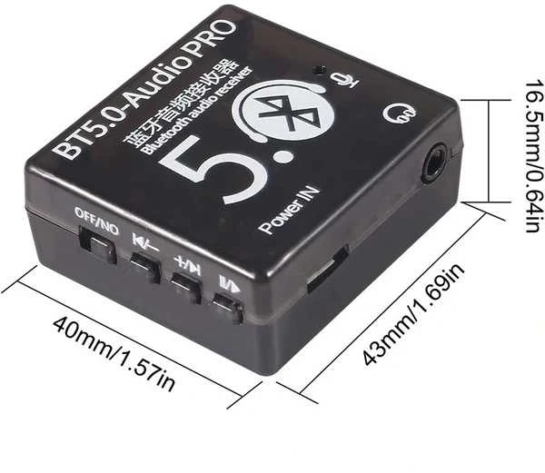 Bluetooth 5.0 audio imtuvas su valdymo mygtukais