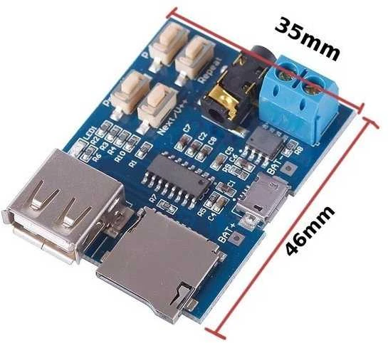 Oem MP3 grotuvo modulis su 2W stiprintuvu USB ir kortelių skaitytuvu