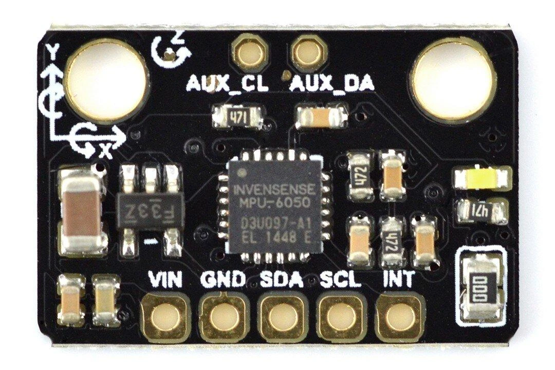 MPU-6050 jutiklio modulis su ašių žymėjimu